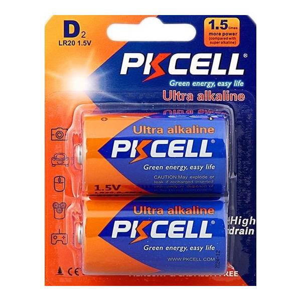 PKcell Size D Super Alkaline Battery 1.5V Pack of 2 LR20 - D HBD020