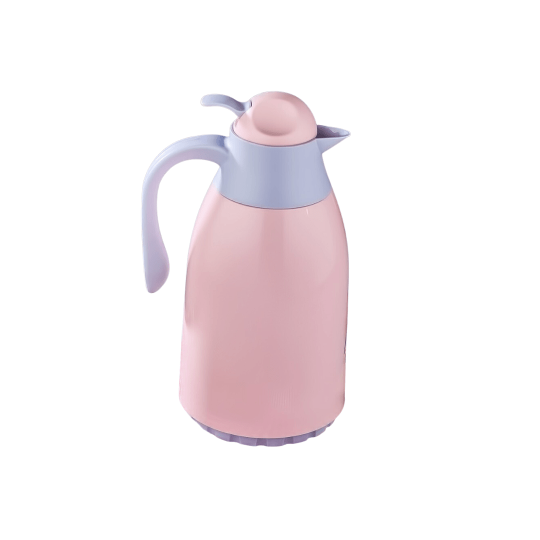 Plastic Vacuum Thermos With Glass Inner 1.3L Pink
