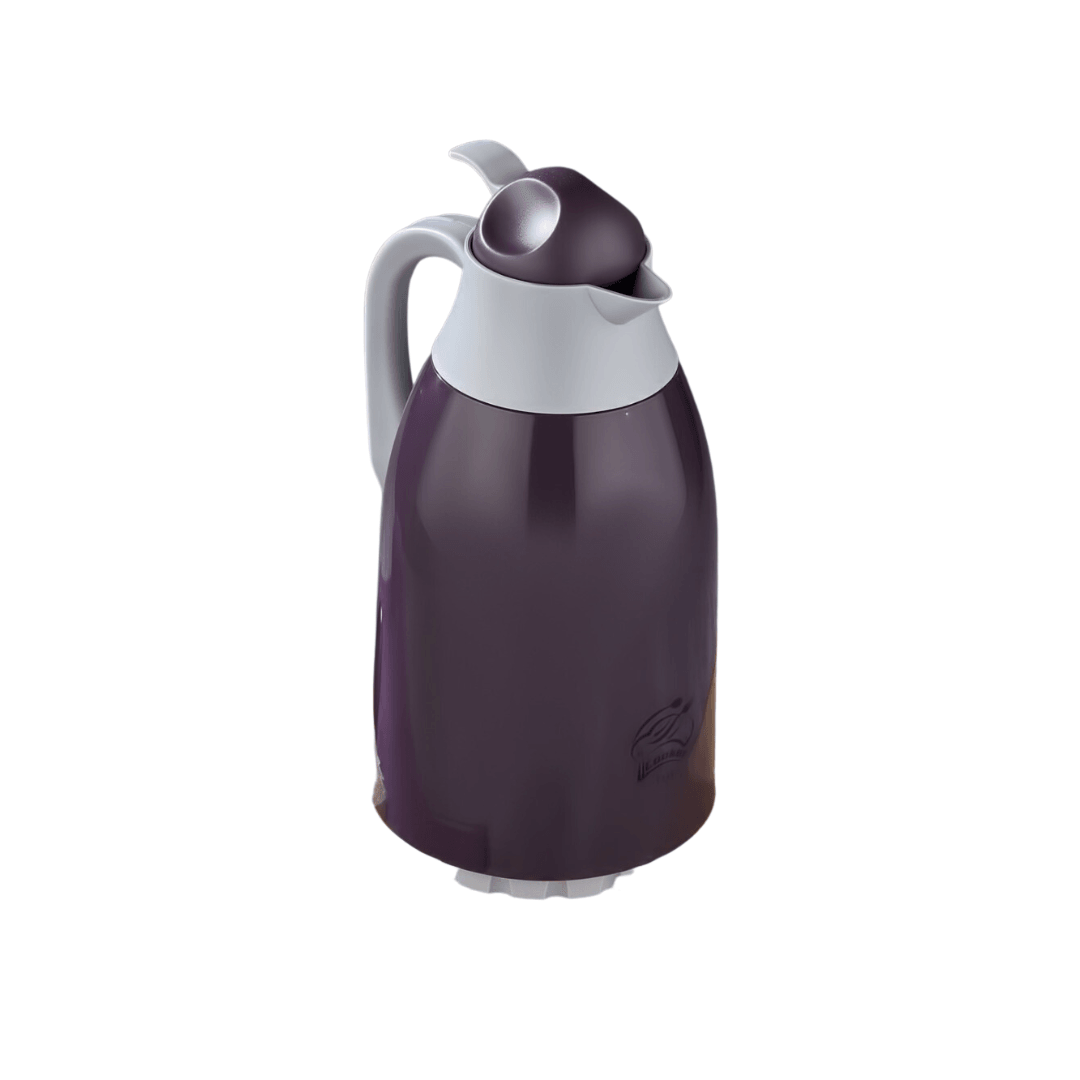 Plastic Vacuum Thermos With Glass Inner 1.3L Purple