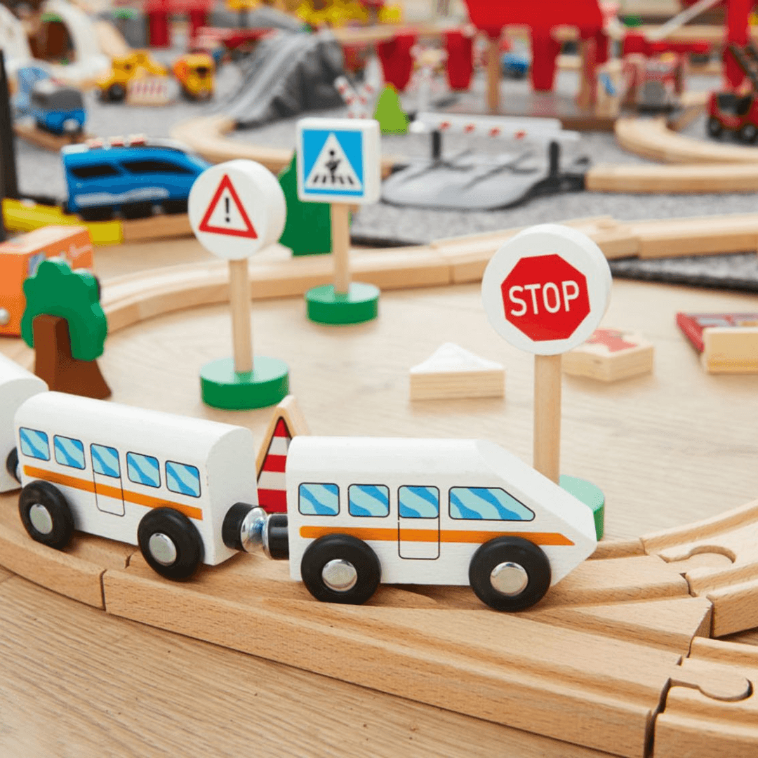 PLAYTIVE CITY WOODEN TRAIN SET 67 PIECES