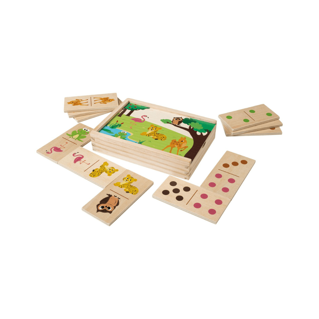 Playtive Wooden Domino Game – 16 Pieces Educational Toy (2+ Years)