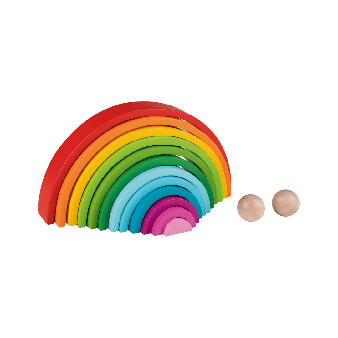 Playtive Large Wooden Rainbow – 14 pcs Stacking & Sorting Toy (Age 1+)