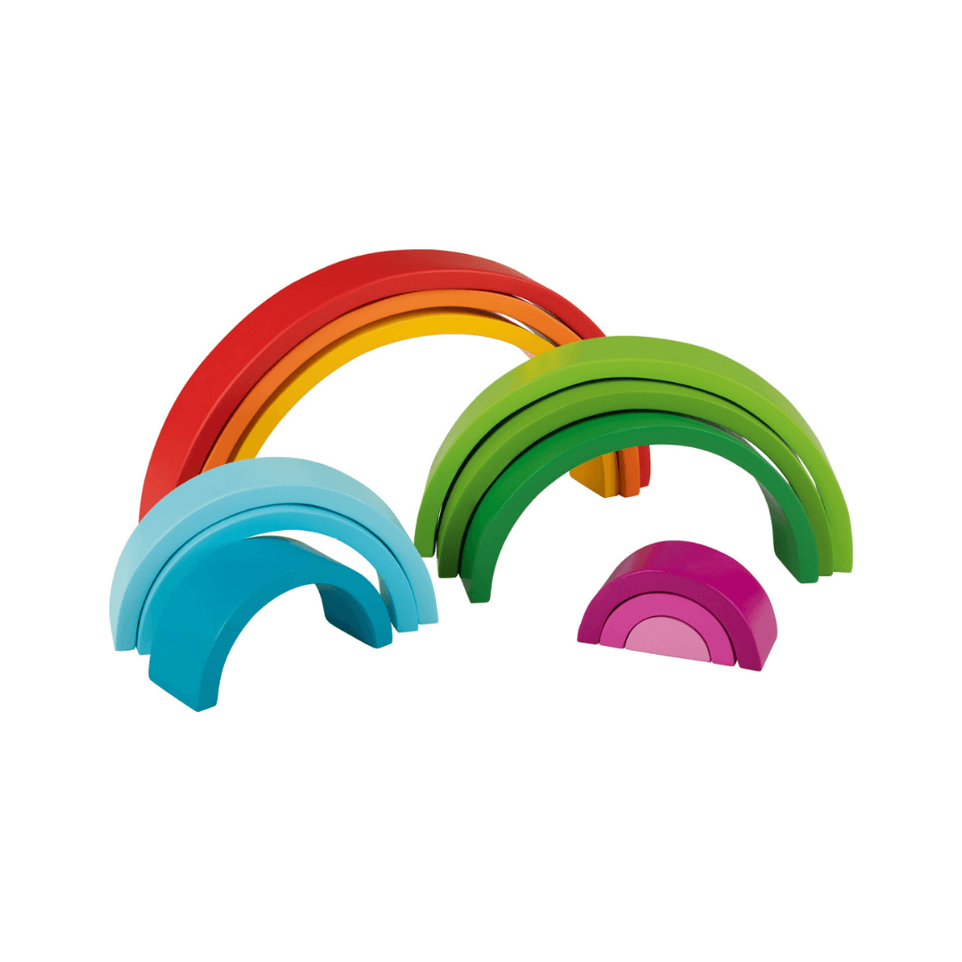 Playtive Large Wooden Rainbow – 14 pcs Stacking & Sorting Toy (Age 1+)