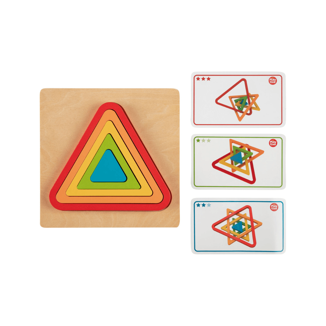 Playtive Wooden Puzzle Rainbow Triangle 9 Pieces Set
