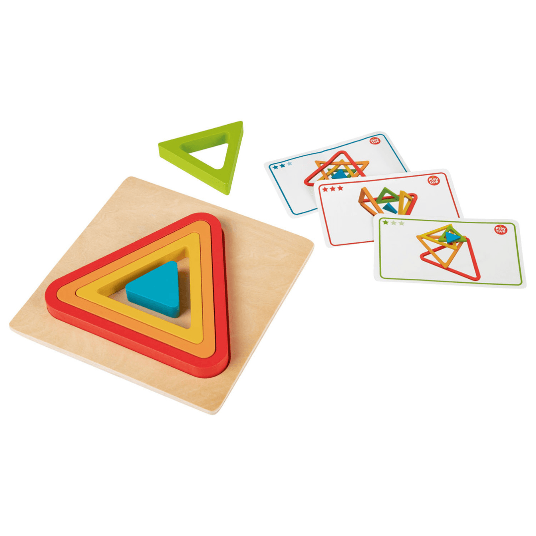 Playtive Wooden Puzzle Rainbow Triangle 9 Pieces Set