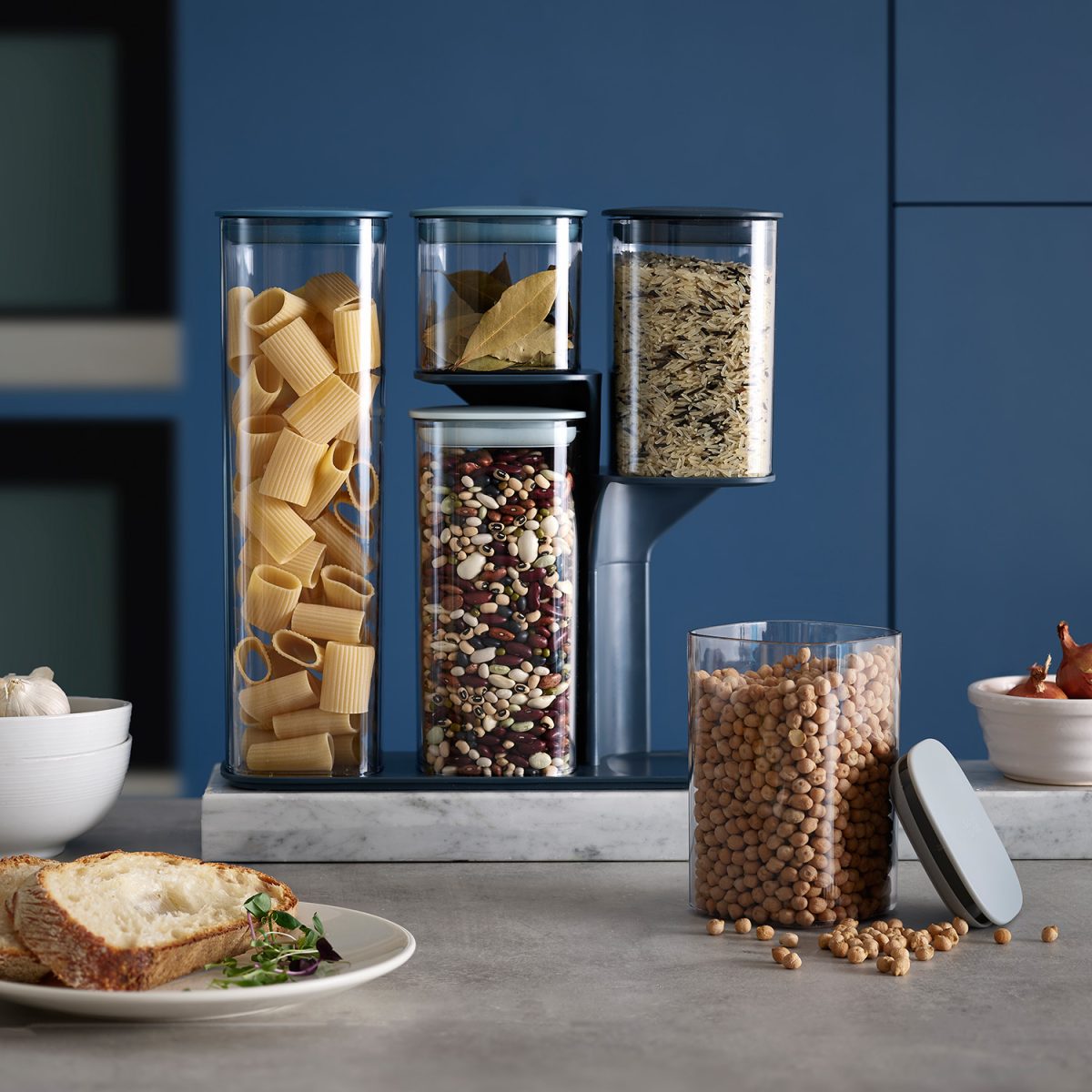 Joseph Joseph Podium Dry Food Storage Container Set with Stand, 5-piece – Sky