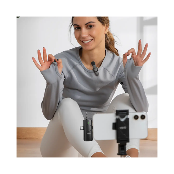 Porodo Audix Elite 3 In 1 Lavalier Microphone, USB-C, Lightning & 3.5mm Aux, PDLAMPHF13BK