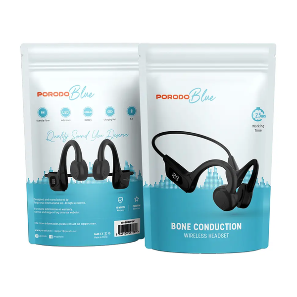 Porodo Blue Bone Conduction Wireless Headset, PB-BCHDP-BK