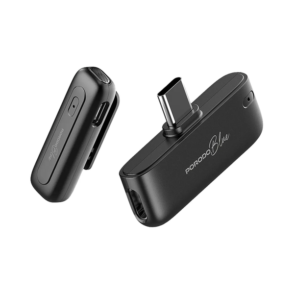 Porodo Blue Wireless Professional Clip Dual Microphone with ANC, PBMX2CBK