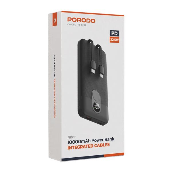 Porodo 10000mAh Powerbank Integrated Cable