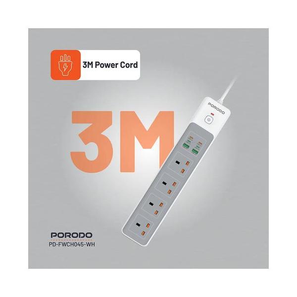 Porodo 4AC 65W 3000W Power Strip