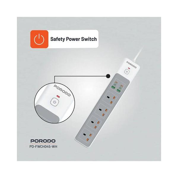Porodo 4AC 65W 3000W Power Strip