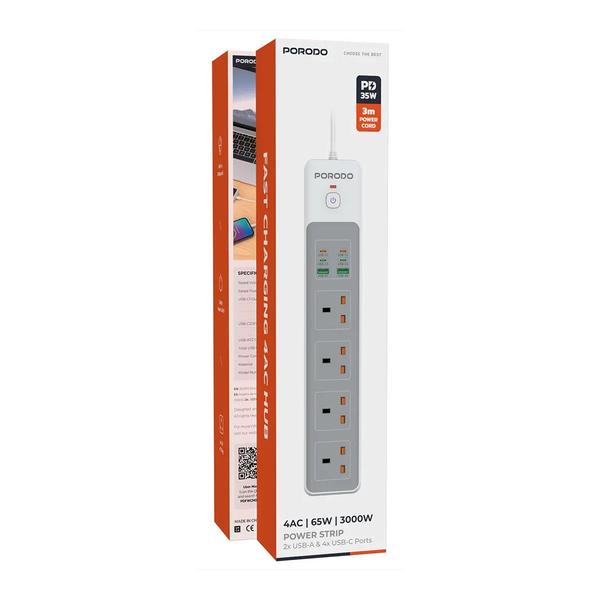 Porodo 4AC 65W 3000W Power Strip