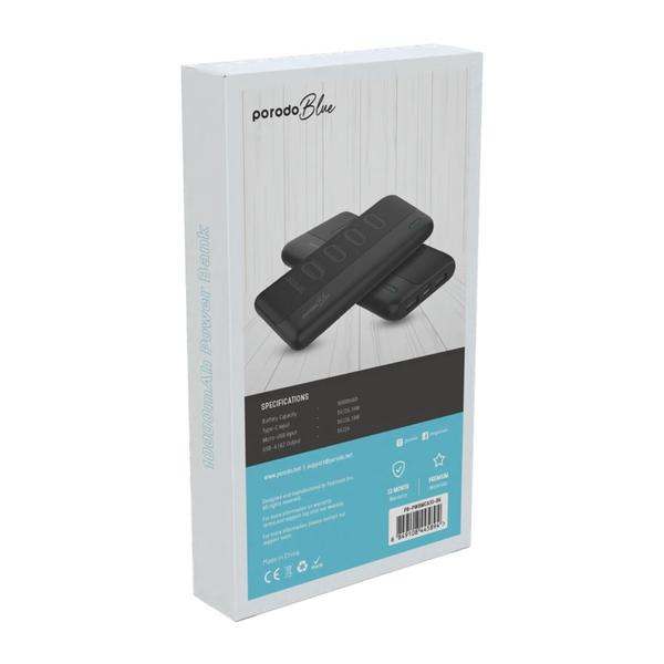 Porodo Blue 10000mAh Slim Power Bank Dual USB-A Output