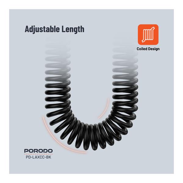 Porodo Lightning to AUX Coil Cable 1.2M, PD-LAXCC-BK
