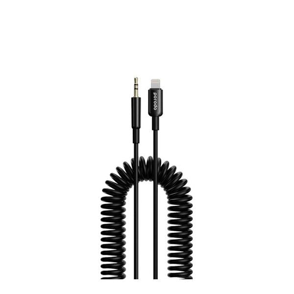Porodo Lightning to AUX Coil Cable 1.2M, PD-LAXCC-BK