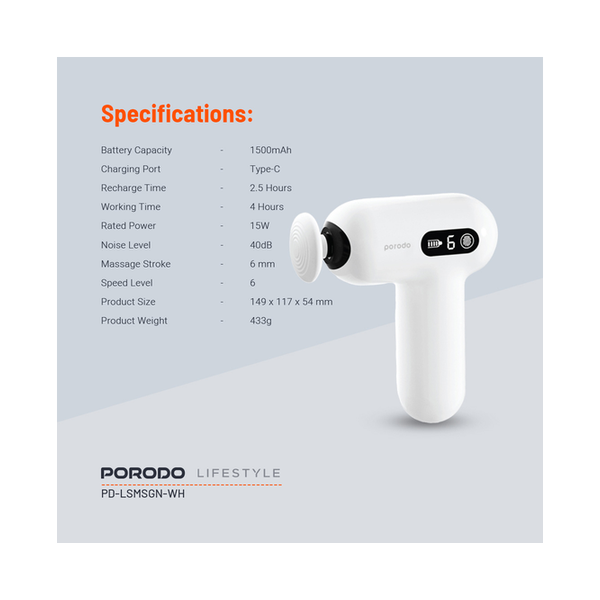 Porodo Lifestyle Active Precision Massager, PDLSMSGNWH