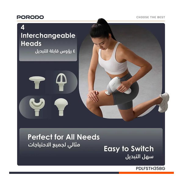 Porodo Lifestyle Cordless Mini Massage Gun, PDLFSTH35BG