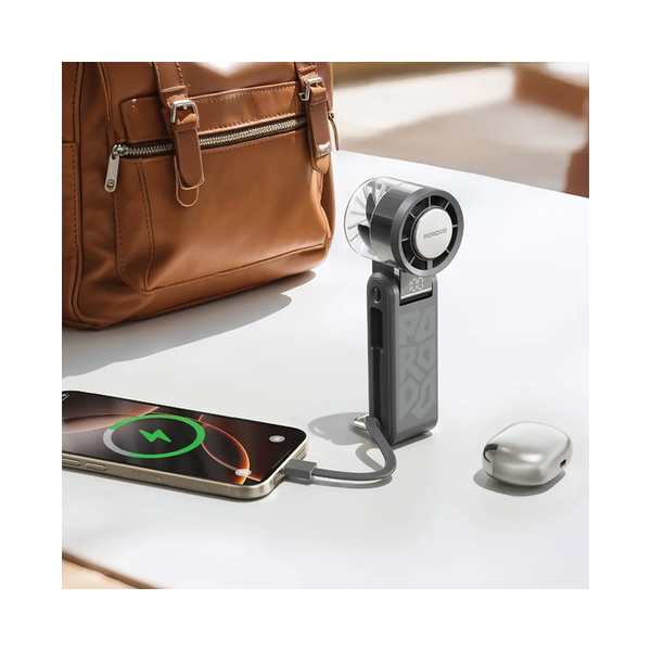 Porodo Lifestyle Chillo Volt Foldable Handheld Fan with Semiconductor Cooling & Power Bank Function