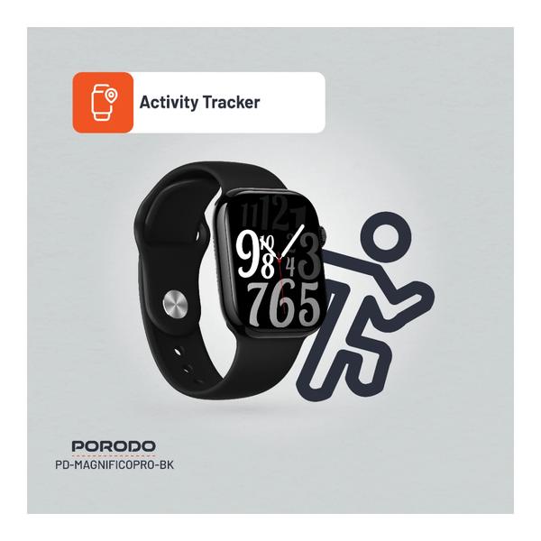 Porodo Magnifico Pro Smart Watch, Bluetooth Calling, 2.0" HD Display, 9.8mm Sim