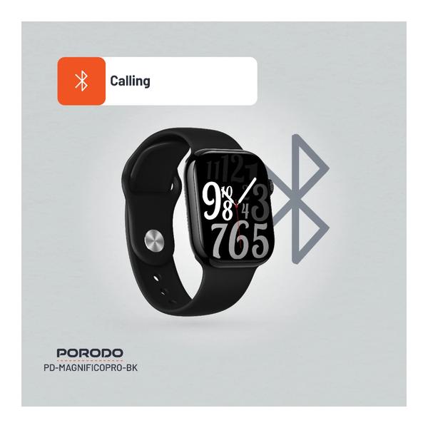 Porodo Magnifico Pro Smart Watch, Bluetooth Calling, 2.0" HD Display, 9.8mm Sim