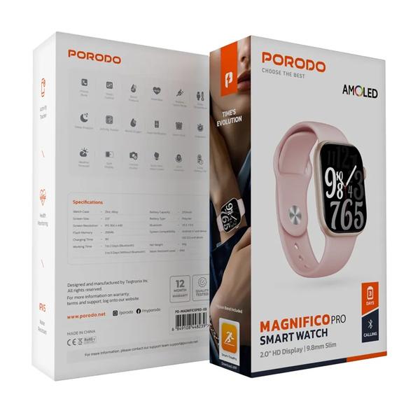 Porodo Magnifico Pro Smart Watch, Bluetooth Calling, 2.0" HD Display, 9.8mm Sim
