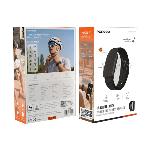 Porodo TrackFit Apex Screenless Fitness Tracker with Electrocardiogram Monitoring