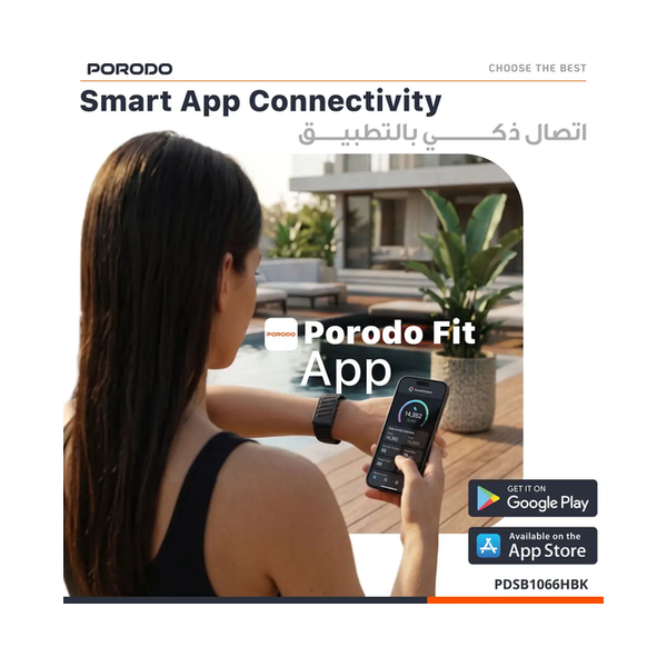 Porodo TrackFit Apex Screenless Fitness Tracker with Electrocardiogram Monitoring