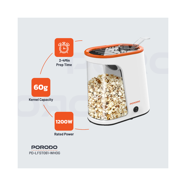 Porodo Lifestyle Air-Popped Popcorn Maker, PDLFST061WHOG