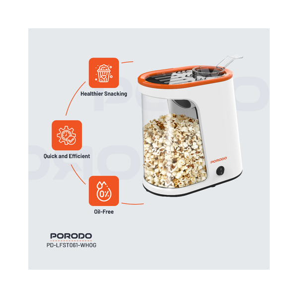 Porodo Lifestyle Air-Popped Popcorn Maker, PDLFST061WHOG