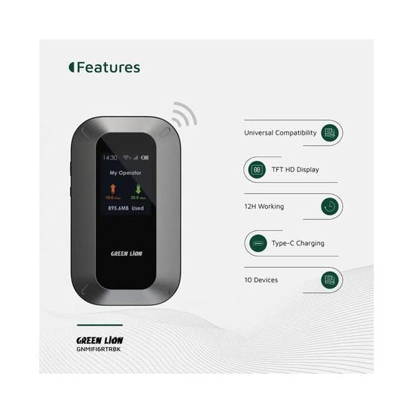 Green Lion Portable Mifi Router - GNMIFI6RTRBK