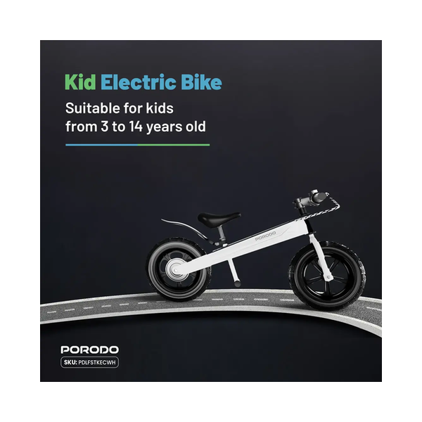 Porodo Lifestyle JoyCruiser Kids Electric Bike, PDLFSTKECWH