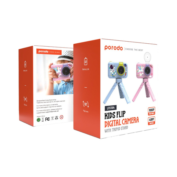 Porodo Lifestyle Kids Flip Digital Camera With Tripod Stand, PD-LFST014