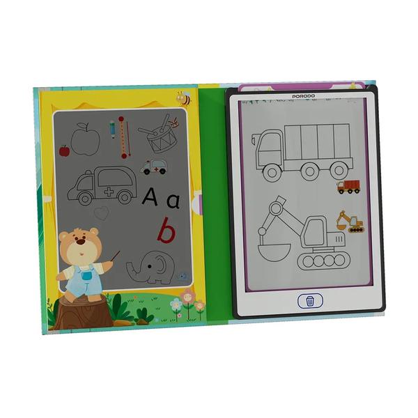 Porodo Kids Writing Tablet, Tracing Book, 8.5" Screen, No Harm to Eyes, Transparent Screen, Erasing Button, Easy Writing, Screen Lock, PD-LFST082
