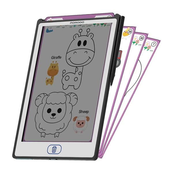 Porodo Kids Writing Tablet, Tracing Book, 8.5" Screen, No Harm to Eyes, Transparent Screen, Erasing Button, Easy Writing, Screen Lock, PD-LFST082