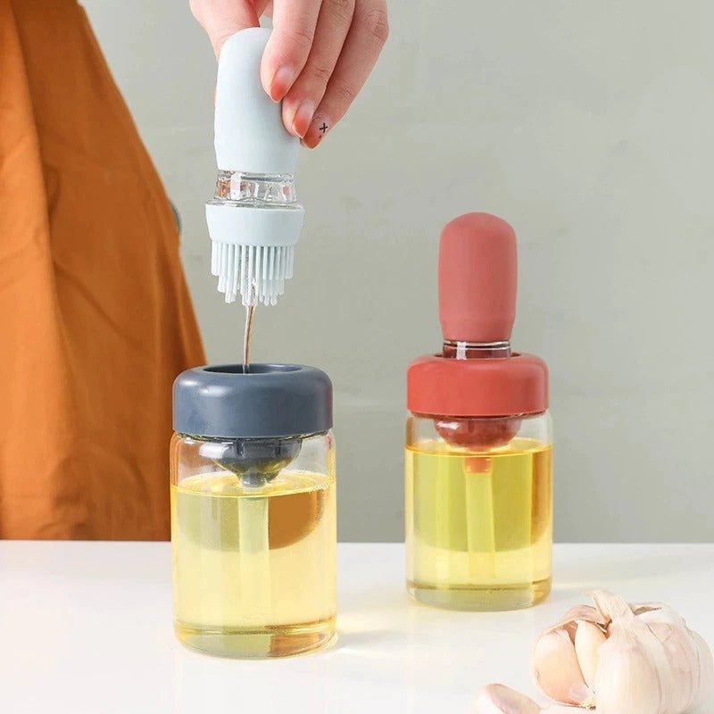Glass Portable Oil Bottle Oil Dispenser With Silicone Brush Kitchen
