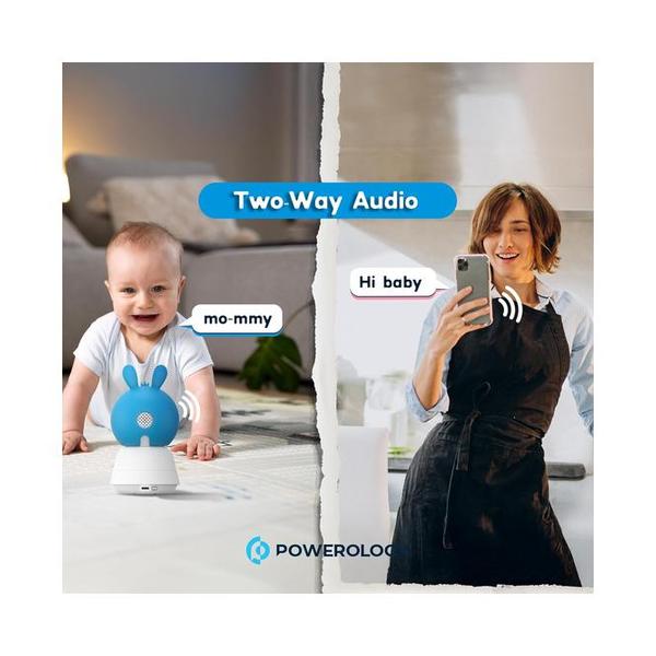 Powerology Monitor & App Baby Camera, with 2 Free Skins Pink & Blue, Full HD 1080P, Night Vision, 5" HD Display, 2 Way Audio, Cry Detection, 8 Built-in Lullabies, AI Tracking+Alerts Motion Detect, APP Compatible with iOS/Android, PSM003
