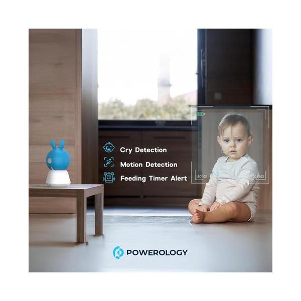Powerology Monitor & App Baby Camera, with 2 Free Skins Pink & Blue, Full HD 1080P, Night Vision, 5" HD Display, 2 Way Audio, Cry Detection, 8 Built-in Lullabies, AI Tracking+Alerts Motion Detect, APP Compatible with iOS/Android, PSM003