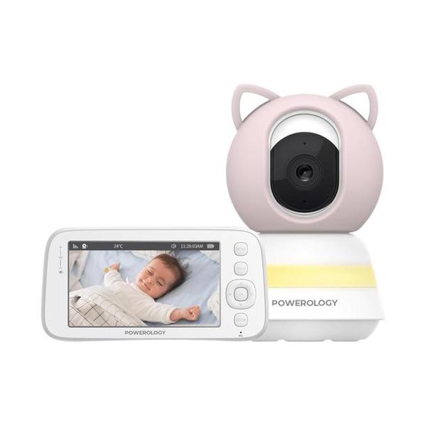 Powerology Monitor & App Baby Camera, with 2 Free Skins Pink & Blue, Full HD 1080P, Night Vision, 5" HD Display, 2 Way Audio, Cry Detection, 8 Built-in Lullabies, AI Tracking+Alerts Motion Detect, APP Compatible with iOS/Android, PSM003