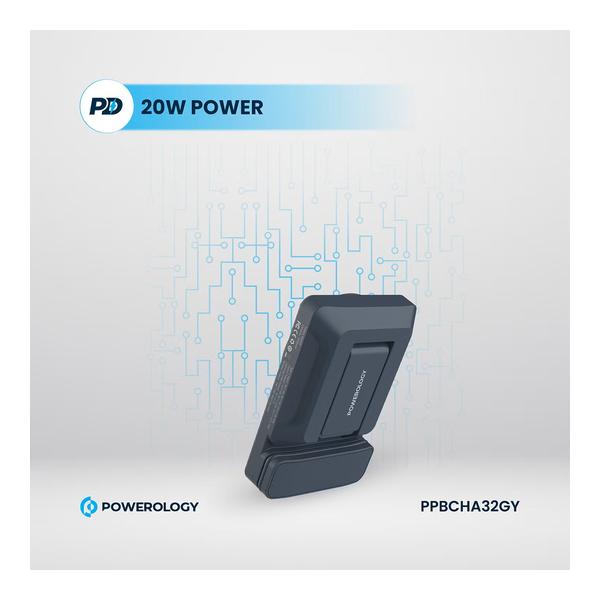 Powerology 5000mAh Power Bank With Magnetic Wireless Charger Car Mount