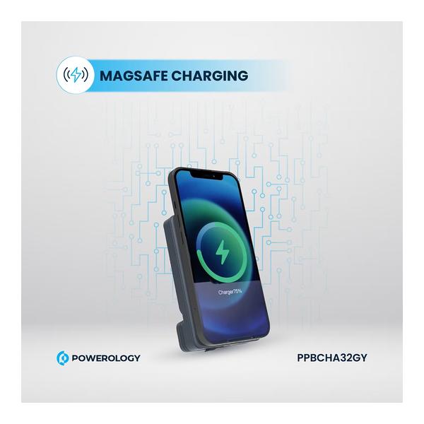 Powerology 5000mAh Power Bank With Magnetic Wireless Charger Car Mount