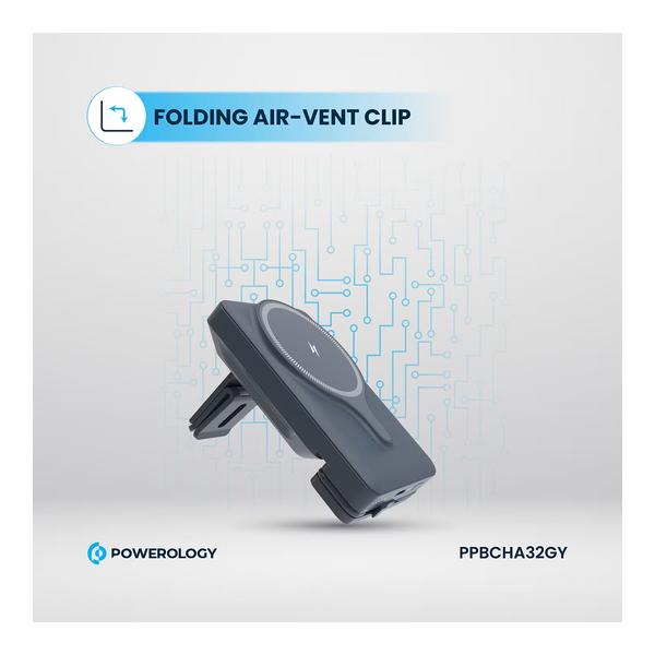 Powerology 5000mAh Power Bank With Magnetic Wireless Charger Car Mount