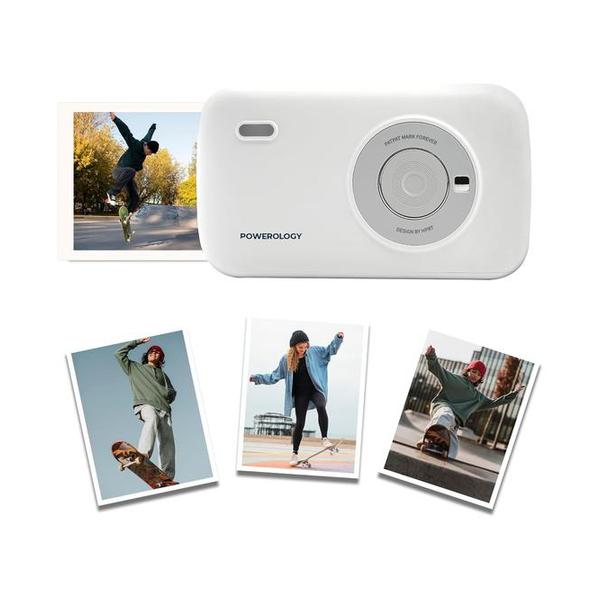 Powerology Vivant Thermal Mini Printer, Portable Bluetooth Wireless Label Maker, Auto Laminating Protection, Small Phone Sticker Compatible with iPhone & Android for Home, Office, Journal, Memo, Includes x 10 Thermal Film, Wireless Bluetooth Connection