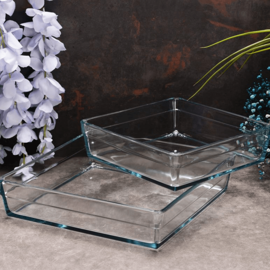 Premium Square Pyrex Baking Tray Set of 2 (2400+4100cc)