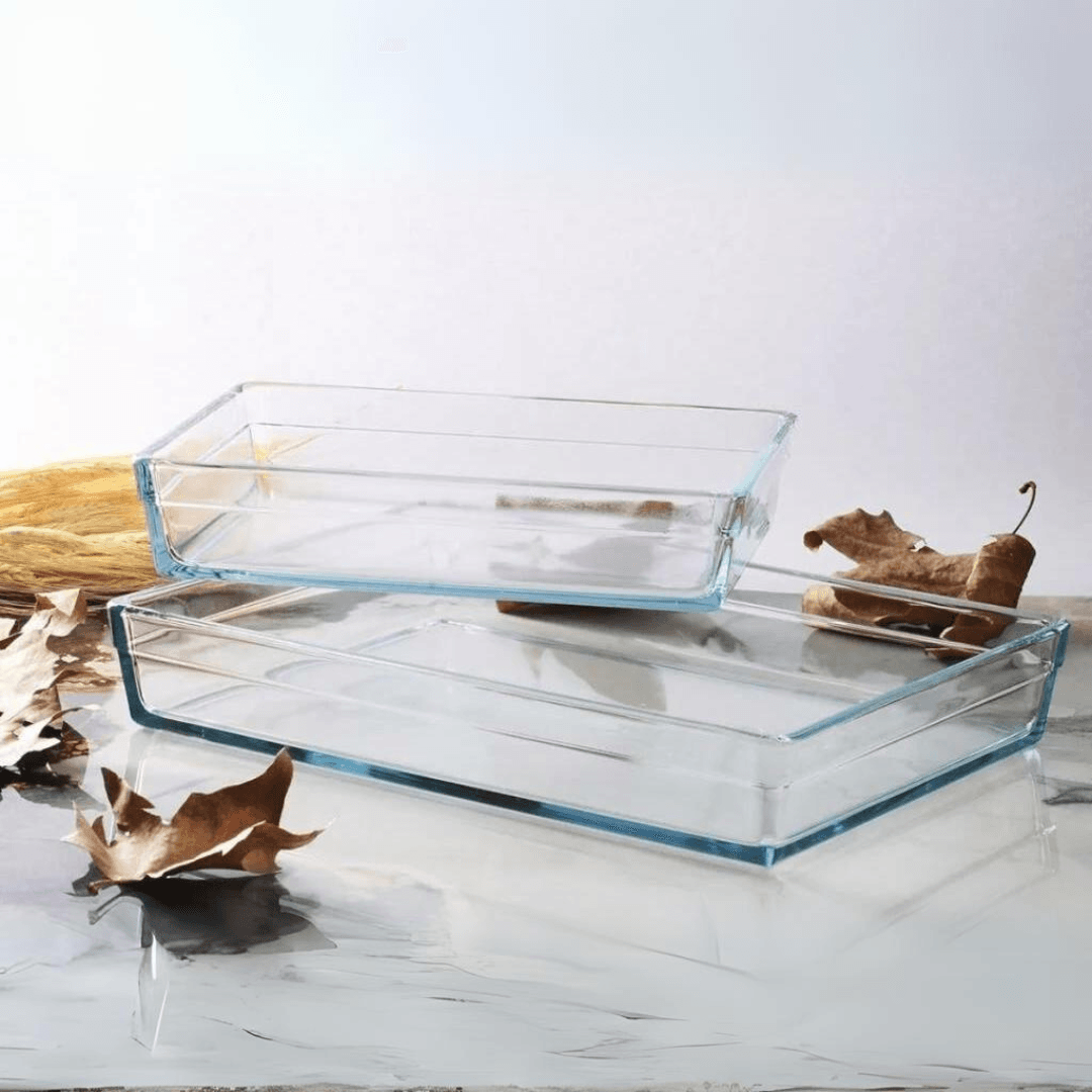 Premium Square Pyrex Baking Tray Set of 2 (2400+4100cc)