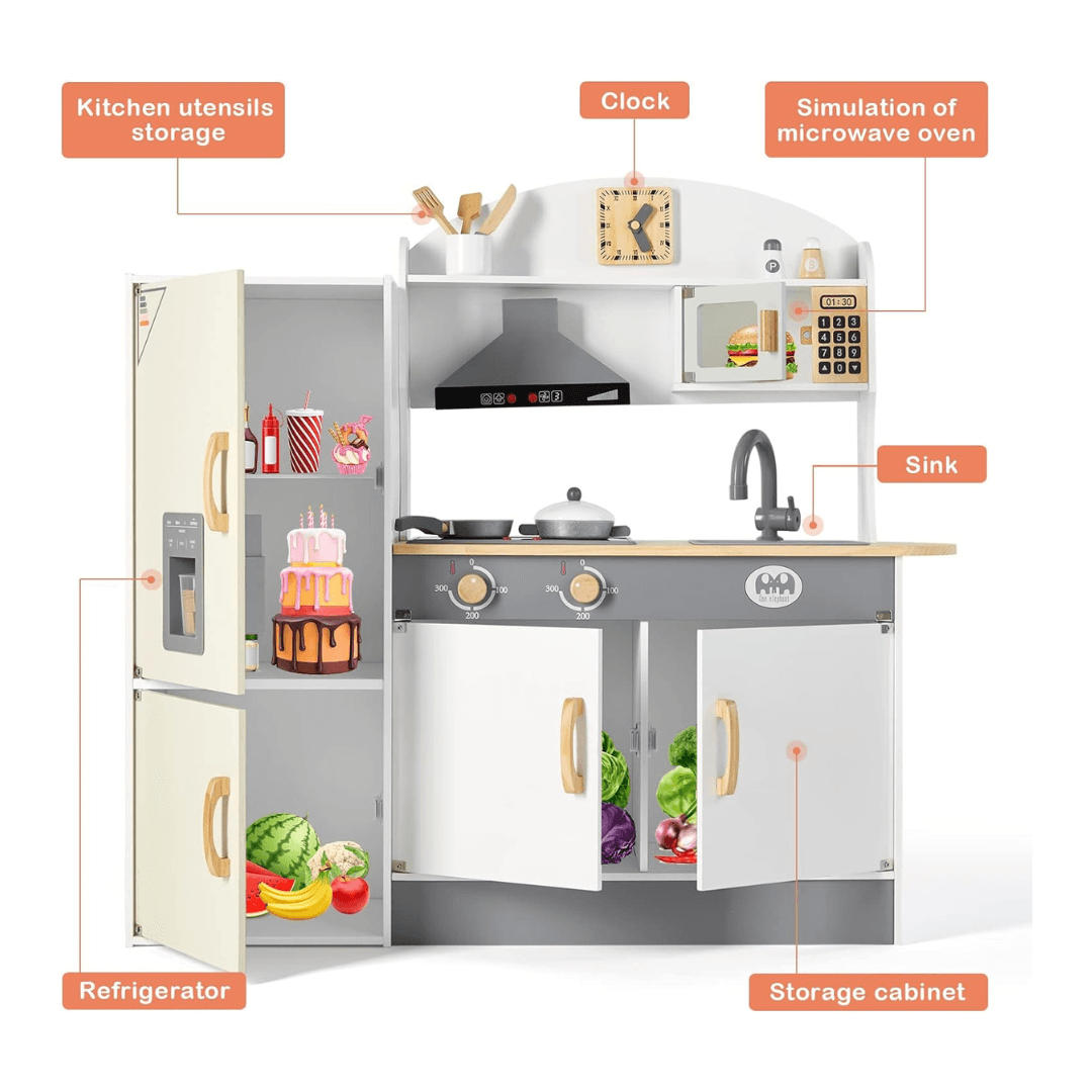 Pretend Play Huge Kitchen Wooden Toy For Kids