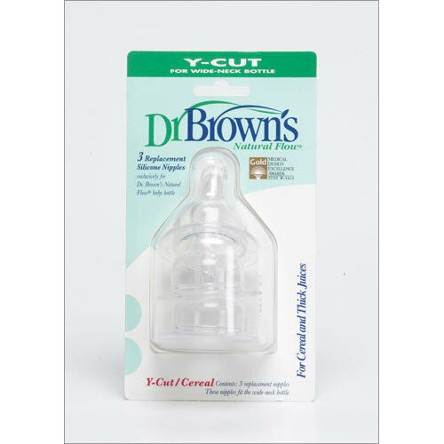 Dr. Brown's 9M+ 3 Nipples Pack Y Cut Wide-Neck
