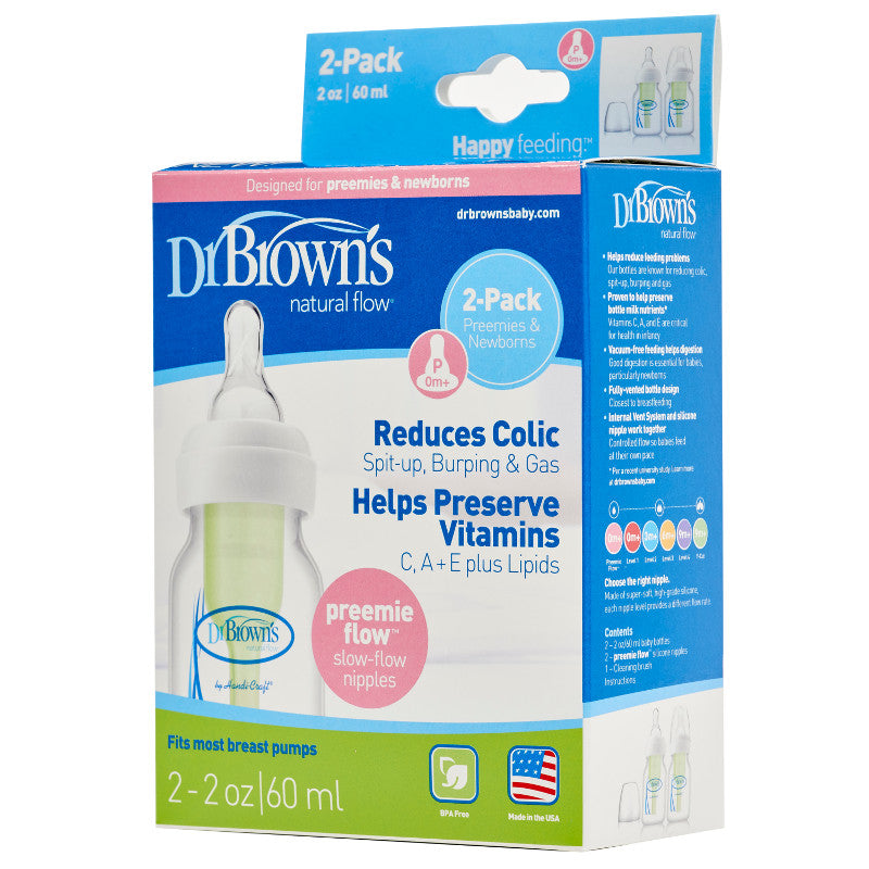Dr. Brown's 2 Bottles Pack 60 Ml Anti-Colic Feeding Set