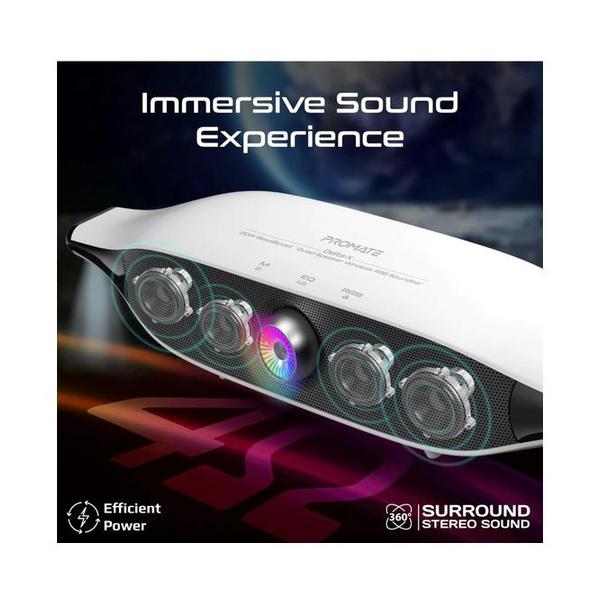 Promate DELTA-X 20W BassBoost™ Quad Speaker Wireless RGB Soundbar