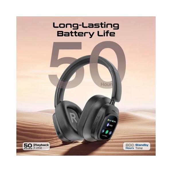 Promate VuTune High-Definition Hybrid ANC Headphones with Detachable Magnetic LCD Touch Screen Controller